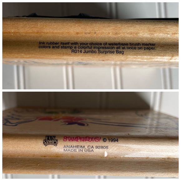 Surprise Bag Wood Mounted Rubber Stamp Birthday Christmas Party Halloween Treat - Picture 4 of 6